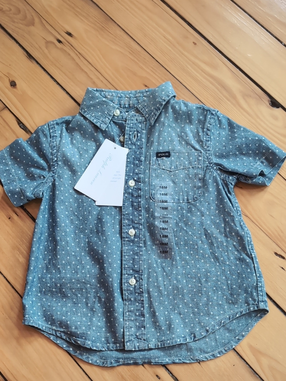 Polo Ralph Lauren Kids Chambray Short-Sleeve Button Shirt With Stars. 18 mo NWT